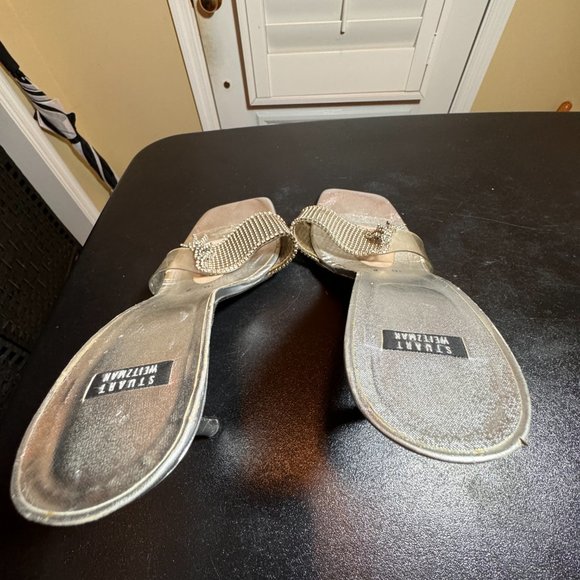 Stuart Weitzman size 10 silver sandal slipper - Picture 6 of 11